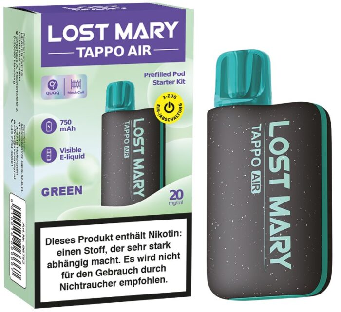 LOST MARY TAPPO AIR Starter Kit | Black (Inkl. 1 Pod Menthol Ice) 20mg/ml