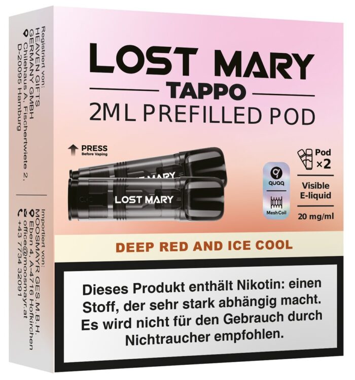 Lost Mary Tappo "Deep Red & Ice Cool" Pod´s 20mg/Cherry Cola  (2 Ex.) 20mg/ml