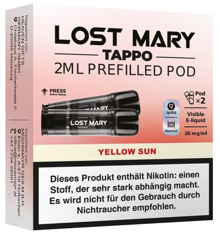 Lost Mary Tappo "Yellow Sun" Pod´s 20mg/Watermelon (2 Ex.) 20mg/ml